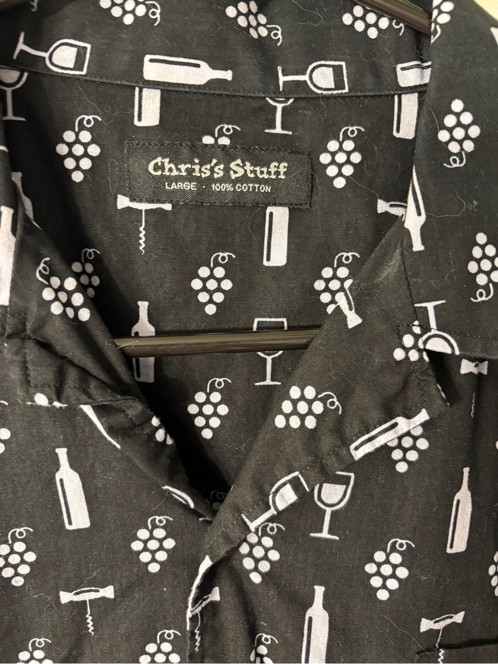 Men’s wine enthusiast 100% cotton button up shirt
